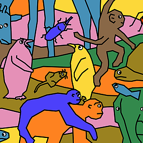 Grafik mit Tieren an Bord