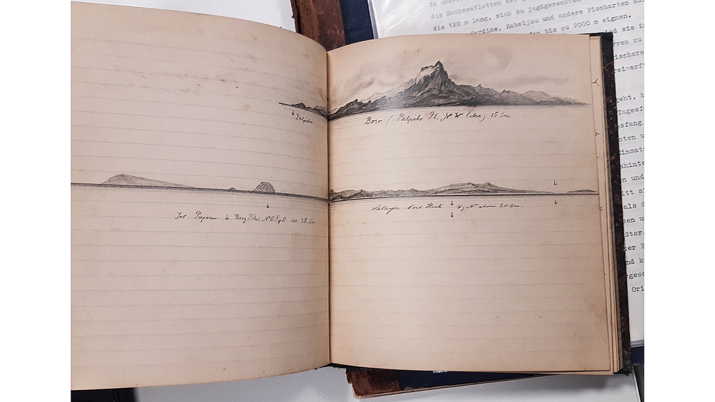 Blick in ein historisches Tagebuch.
